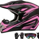 Youth Dirt Bike Helmet DOT Approved, Adult Full Face Motocross (Pink, XS)