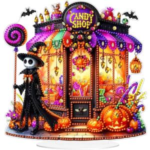 Tabletop Ornament DIY Diamonds Art Painting kit, Tabletop Diamond Art Kits for Adults, Halloween Diamonds Painting Desk Placement Ornament, Special Shaped Rhinestone Gem Diamonds Arts Painting Kit