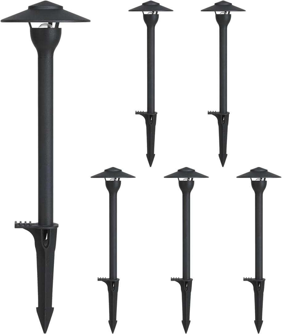 Low Voltage Pathway Lights LED Landscape Lights, 4.5W 12V AC/DC, 3000K Warm White, Cast-Aluminum, IP65 Waterproof, ETL Listed, for Yard, Walkway, Garden, 6 Pack