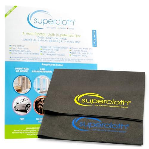 Supercloth® Premium Microfiber Cleaning Cloth for All-Purpose, Lasts Over 5 Years, Glasses Cleaning Cloth, Microfiber Cloth for Cars, Magic Reusable Cloth Streak-Free 100% Made in Italy (2pk)