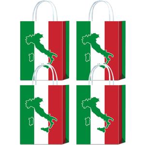 Brattol 16 Pieces Italian Flag Birthday Goodie Bags,Italian Flag Red White and Green Gift Snacks Treat Candy Favors Bags for Italian Theme Family Gathering Birthday Party Decorations