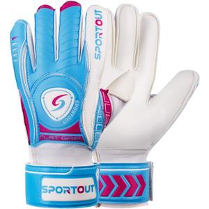 SPORTOUT Youth Adult Goalie Goalkeeper Gloves,Football gloves, Strong Grip for The Toughest Saves,With Finger Spines For Men, Women, Boys, Girls & Junior Keepers For Training and Match (Blue, 8)