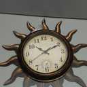 Sun Outdoor Clock with Thermometer - Silent Non-Ticking Retro Decorative Wall Clock, Waterproof for Patio, Garden, Pool, Bathroom, Kitchen - 13 Inch, Bronze