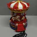 Christmas Carousel Figurines Decoration Christmas Village House Musical Carousel with 6 Moving Horses Go Round, 8 Pieces of Music Snow Globe, Music Box for Girl and Boy Kids (Carouel)