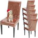 Plastic Dining Chair Protector, Chair Covers with Backrests, Clear PVC Waterproof Seat Cover, Keep Your Dinning Chair Away from Dust/Stains/Cat Dog Hair/Scratches (6)