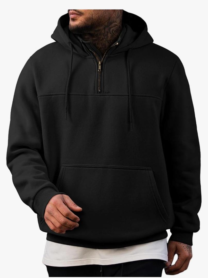 JMIERR Mens Casual Cotton Hoodies Drawstring Quarter Zip Pullover Sweatshirts XXL JMIERR Mens Casual Cotton Hoodies Drawstring Quarter Zip Pullover Sweatshirts XXL