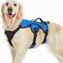 rabbitgoo Escape Proof Dog Harness, Soft Padded Full Body Pet Harness, Reflective Adjustable No Pull Vest with Lift Handle and Leash Clip for Large Dogs Walking Hiking Training, L, Blue (Large (Pack of 1))