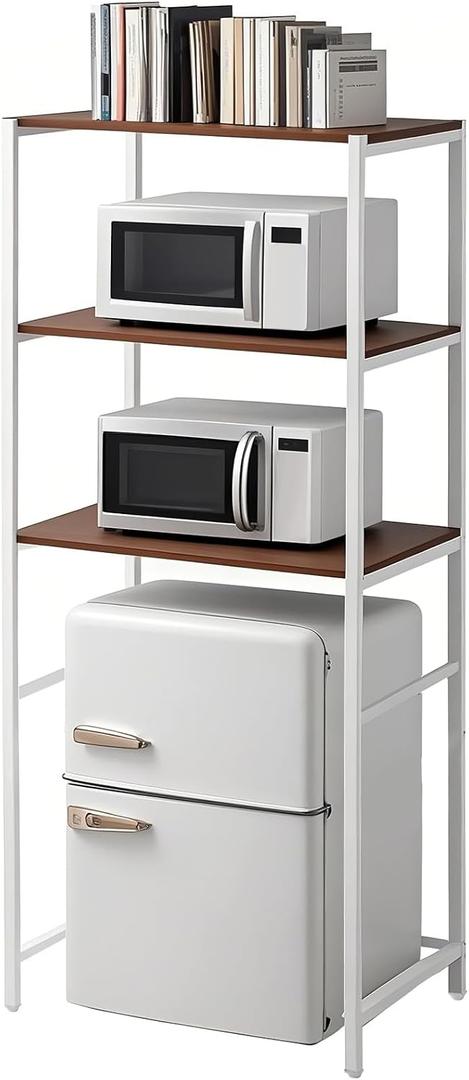 Colingmill 3 Tier White Mini Fridge Stand with Storage for Dorm, Over Mini Fridge Multipurpose Storage Shelf Rack Standing Organizer for College Rooms Kitchen Pantry, Home, and Offices, Coffee, Bar