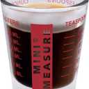 Kolder Mini Measure Heavy Glass, 20-Incremental Measurements Multi-Purpose Liquid and Dry Measuring Shot Glass, Red