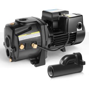 Acquaer 1/2HP Shallow/Deep Well Jet Pump, Cast Iron Convertible Pump with Ejector Kit, Well Depth Up to 25ft or 90ft, 115V/230V Dual Voltage, Automatic Pressure Switch