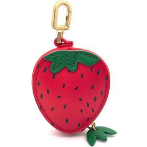 Fruit Coin Purse Keychain, Mini Leather Strawberry Bag Charms, Small Zipper Coin Pouch for Women