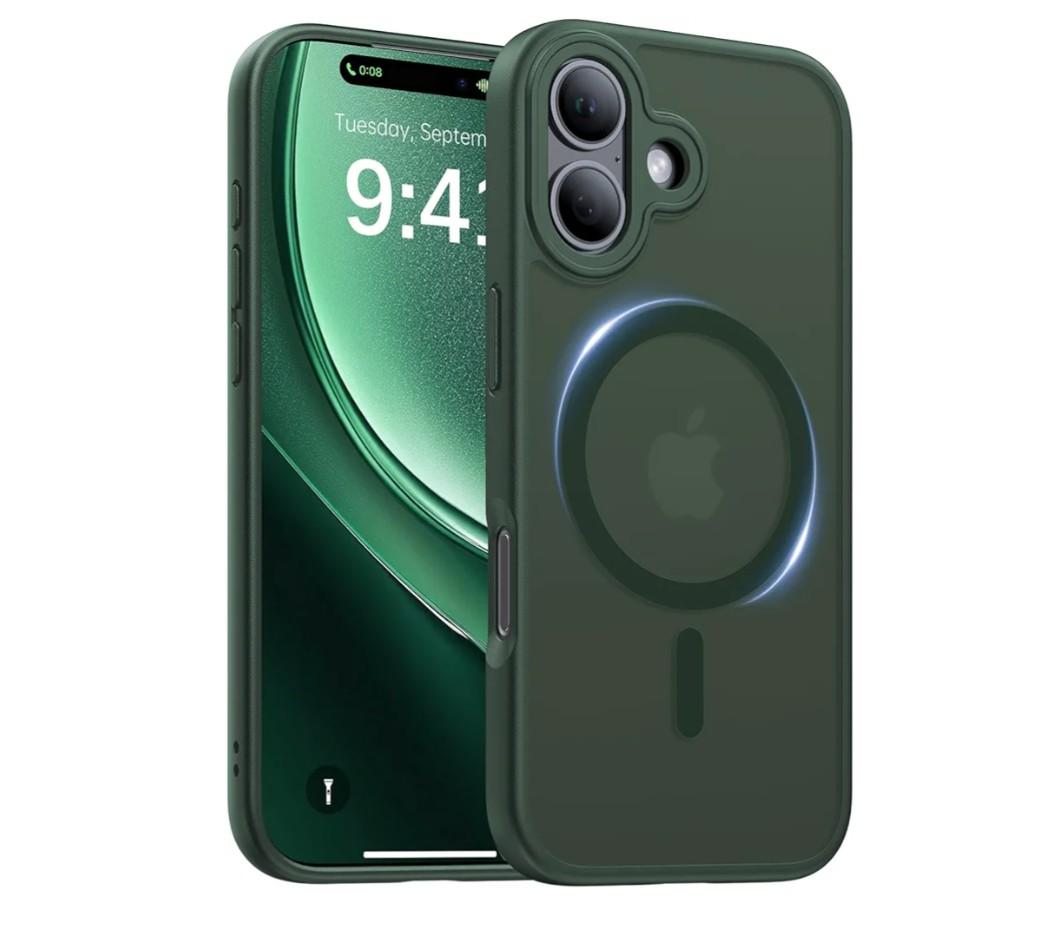 Magnetic for iPhone 17 Case,[Anti-Slip][Compatible with MagSafe][Military Grade Drop Protection] Shockproof Protective Translucent Matte Phone Case for iPhone 17 Case,Forest Green