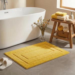 GRANNY SAYS Bathroom Rugs, Soft Bath Mats for Bathroom, Bath Rugs Non Slip Washable Rug, 32" x 20", Water Absorbing Bath Mat, Shaggy Rug Bath Mats for Floor, Yellow