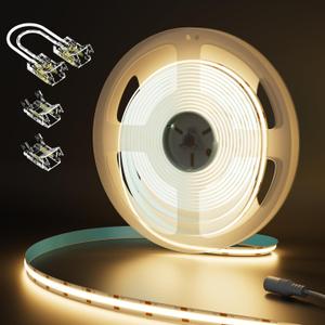 MIWISE COB LED Strip 32.8ft/10m,CRI 90+ Warm White 2700K High Lumen Super Bright Flexible DC24V LED Tape Light,for Cabinet Home Office DIY Lighting Projects(Adapter&Controller NOT Included)