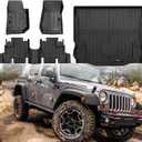 for 2007-2018 Jeep Wrangler JK 4 Door Floor Mats and Trunk Cargo Liner,All Weather Protection TPE Rubber Car Floor Liners, Front & Rear, Black (for 2007-2018 Jeep Wrangler JK 4 Door)