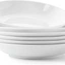 Bone China Pasta Bowls Set of 6, 23.5oz Soup Bowls White Salad Bowl, 8 inch Pasta Bowls Lightweight Wide Shallow Kitchen Plates for Serving Dinner - Microwave Dishwasher Safe, Kitchen Gifts