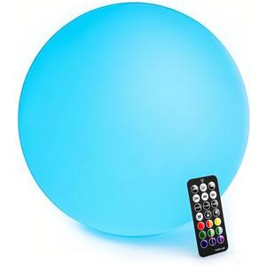 LOFTEK Floating Pool Light - 16-inch Large Ball Lamp with Remote - 3 Modes & 16 RGB Colorful - Waterproof & Rechargeable Globe Floor Lamp for Pool Party, Gaming Room, Garden, 1-Pack