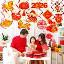 Happy Chinese New Year Hanging Swirls 2026 Chinese New Year Party Decoration Year of Horse New Year Themed Swirl Ceilings Smile Spring Festival Hanging Streamers for Lunar New Year Party Supplies