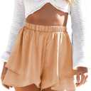 YOCUR Womens Flowy Casual Shorts Boho Simple Ruffle Tiered Skorts High Waist Wide Leg Loose Beach Vacation Cute Shorts