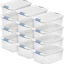 Sterilite 12-Pack Latching Box, Under Bed Storage Bins with Lids, Clear Plastic, 15 Quart - Heavy-Duty Organizing Containers for Closet, Bathroom, and Office