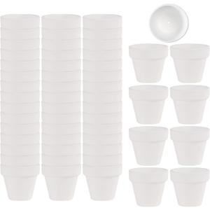 Fcacti 54 Pcs Small Mini White Clay Pots 2.1'' Terracotta Pot Clay Ceramic Pottery Planter Cactus Flower Pots Succulent Nursery Pots- Great for Window Boxes, Cactus, Plants, Crafts, Wedding Favors