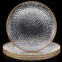 Havawish 4 Pcs 13 Inch Hammered Glass Charger Plates with Gold Edge