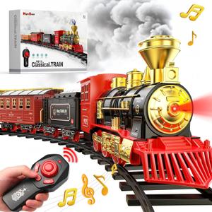 Hot Bee Train Set - Train Toys with Remote Control Trains for Boys with Smokes, Lights and Sound,Toy Train Set for Under Christmas Tree, Toddler Model Trains for 3 4 5 6 7 8+ Years Old Kids