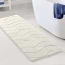 Flamingo P Memory Foam Bathroom Mat Extra Long Shower Bath Mats Rug Non Slip Soft, 47x17,Ivory White