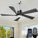 TXCSLY 52'' Ceiling Fans with Lights, Modern Ceiling Fan with Remote Control, Indoor Outdoor Ceiling Fan for Living Room,Bedroom 5 Blade 3 Color Tempearture (Black)