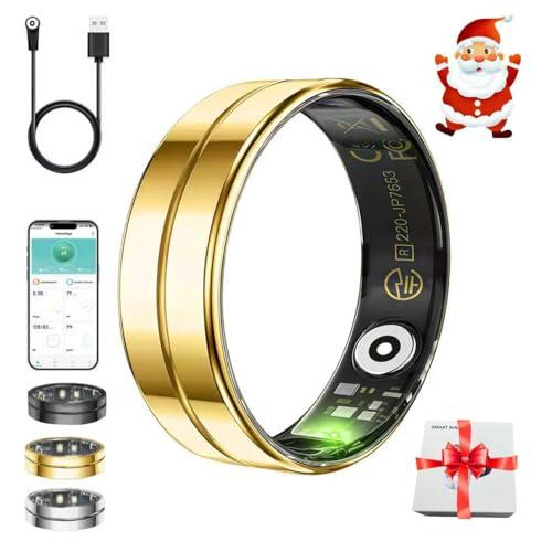 Smart Ring for Women Men,Fitness Tracker Ring with Heart Rate, Sleep Monitoring, Blood Oxygen, Step Counting for iOS and Android, No Subscription Fee, Waterproof, Valentines Day Gifts(NewGold, 11)