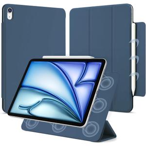 for iPad Air 13 inch M4/M3/M2 Case (2026/2025/2024,Model A3268/A3269/A3271), Auto Sleep/Wake and Magnetic Closure, Trifold Stand Case, PU Leather Cover, Support Apple Pencil Pro, Dark Blue