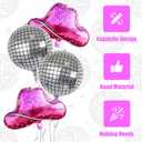 4 Pcs Disco Cowgirl Party Decorations, Silver Disco Ball Balloons Pink Huge Western Cowgirl Hat Foil Balloons for Western Theme Cowgirl Birthday Party Decorations Bachelorette Party Supplies