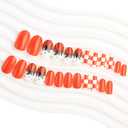 2 x Fall Press On Nails Short Square, Thanksgiving Fake Nails Autumn Pumpkin Plaid Designs, Stick Glue On Nails Fall Thanksgiving Nail Accessories for Women Girls 24Pcs (Normal)