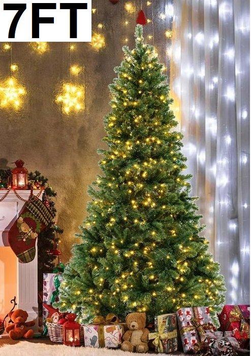GOPLUS ARTIFICIAL CHRISTMAS TREE WITH LIGHTS - WARM WHITE LED - 7FT (MODEL: CM24967US-L)