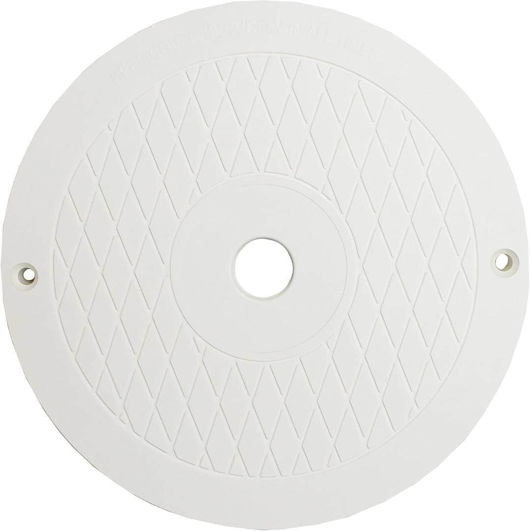 JSP Manufacturing 8.5"" Round Skimmer Deck Lid Cover Replacement for Hayward Swimming Pool SPX1084 (1, White), PP-LID-SPX1084