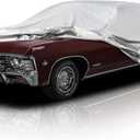 Kayme Car Cover Waterproof All Weather for Large Sedan,Outdoor Cover Fit for Ford Crown Victoria, Cadillac DTS, Grand Marquis, Lincoln Continental Town Car, Chevy Impala Caprice (209 to 218 inch) (Aluminum-Silver)