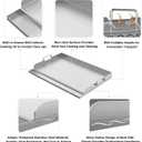 Skyflame Universal Stainless Steel Griddle Plate with Even Heating Bracing for BBQ Charcoal/Gas Grills, 23" x 16" Rectangular Hibachi Flat Top Griddle for Indoor/Outdoor Cooking
