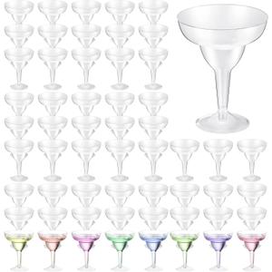 72 Pcs Plastic Margarita Glasses 8 oz Plastic Margarita Cups Mexican Theme Cocktail Glasses Shatterproof Disposable Cocktail Cups for Cinco De Mayo Fiesta(Clear)