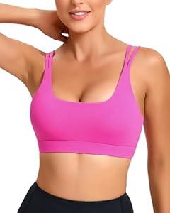 SONGSKY Sports Bra for Women, Strappy Running Pink Sports Bras High Support with Removable Cups(2994 Hot Pink L) at Amazon Womens Clothing store (Pink, M)