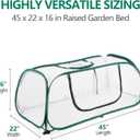 Garden Bed Cover, 45"x22"x16"(H), Plastic Hot House, Garden Row Accelerator, Greenhouse, Freeze Protection Humidity Domes for Gardening Germination and Seedling Propagation