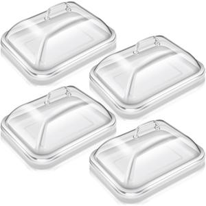 4 Pack Clear Acrylic Serving Tray with Dome Lid Rectangular Food Tray for Cake Dessert Buffet Serving Food Banquets Parties Restaurant Display,10.83 x 8.46 x 5.59 in