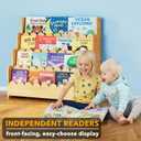 SpaceAid 4-Tier Scalloped Bookshelf, Montessori Bookcase for Toddlers, Wooden Book Shelf Organizer Display Furniture for Kids Rooms, Playroom, Nursery and Classroom, 29.6 Wide, Natural