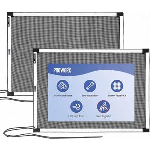 PROWORX Adjustable Window Screens Expandable, 2 Pack 20" H x 28"-54" W Horizontal and Vertical Adjustable, Durable Replacement Screens for House Windows, Aluminum Frame with Repair Tape, Safety Rope