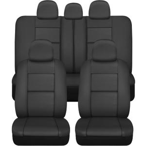 BDk Faux Leather Car Seat Cover Full Set - Front & Rear Split Bench Black Seat Covers For SUV & Truck Seat Covers, Airbag Compatible - Interior Protective Seat Covers for Car Seats & Car Accessories
