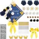Knitgrip DIY Graduation Cap Topper-33 Pieces Handmade Graduation Gifts Decorations 3D Faux Flowers Self-adhesive Rhinestones Letter Bows for Educated and Graduated Grad Cap Gifts Party Supplies