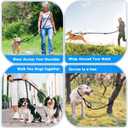 Lukovee Hands Free Dog Leash, 10FT Adjustable Training Lead 1/2 Inch Nylon Heavy Duty Lead No Pull for Large Medium Dogs, Tangle Free Reflective Waist-Leash for Walking Running, (DB, Plus Handle)