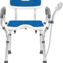 Shower Chair with Arms and Back Heavy Duty 330lbs, Shower Chair for Inside Shower, Shower Seat for Inside Shower Bathroom Chair with Cutout Seat & Cold-Proof Pads, Tools-Free Assembly