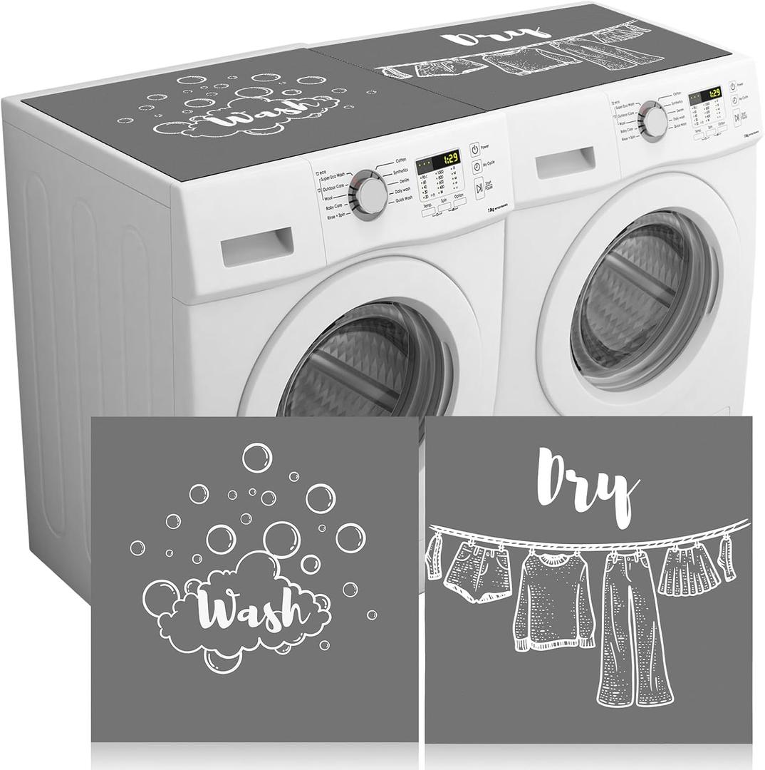 2 Pcs Washer and Dryer Covers Top Protector Mat Non Slip Washing Machine Cover Dust Proof Quick Drying Protective Dust Cover Pad for Laundry Room Kitchen (26.5 x 26.5 Inch,Classic Style)