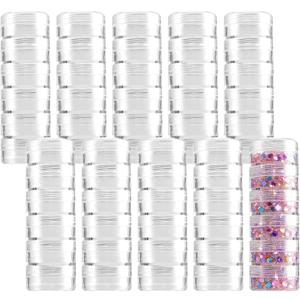10 Sets 6 Layer Cylinder Stackable Plastic Bead Containers, 10G/10ML Stackable Round Plastic Containers Makeup Sample Container for Buttons, Beads, Small Items
