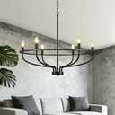 30" Black Chandelier, 6-Light Modern Farmhouse Chandelier for Dining Room Lighting Fixtures Hanging, Candle Chandelier Light for Living Room, Kitchen Island, Bedroom and Entryway (Bulbs Not Included)